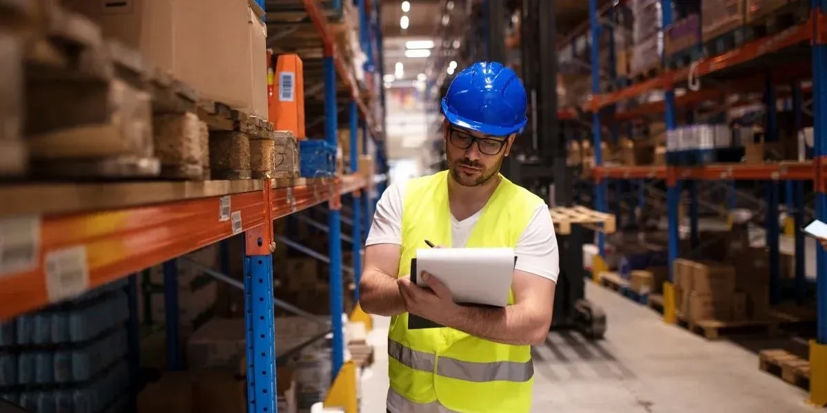 warehouse-worker-writing-down-inventory-report-products-large-storage-area